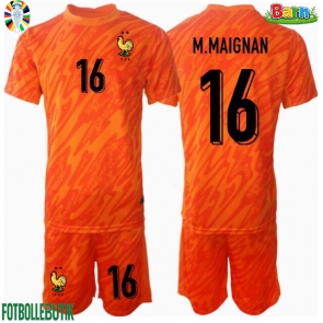 Frankrike Mike Maignan #16 Målvakt Bortaställ Barn EM 2024 Kortärmad (+ Korta byxor)